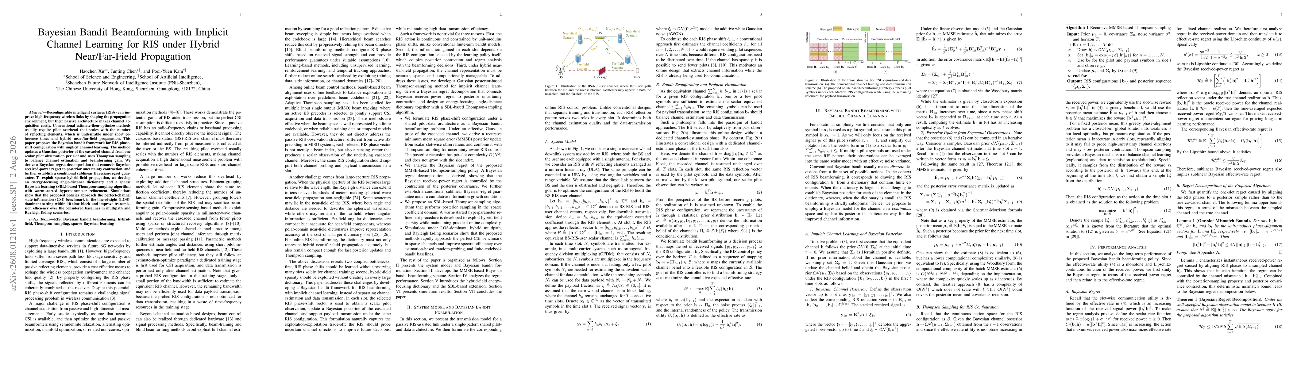 Thumbnail for Bayesian Bandit Beamforming with Implicit Channel Learning for RIS under Hybrid Near/Far-Field Propagation
