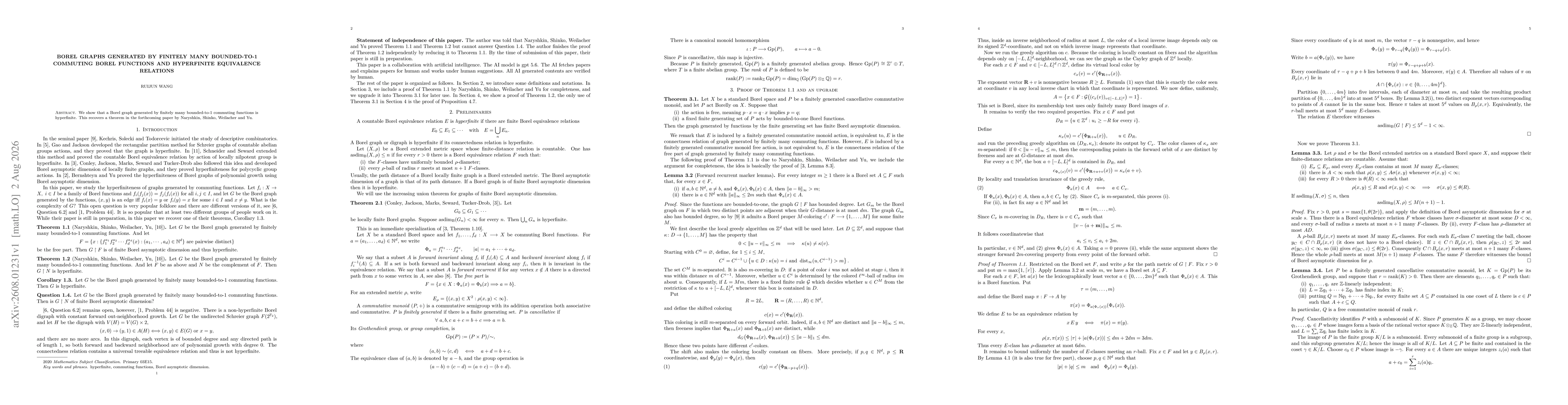 Thumbnail for Borel graphs generated by finitely many bounded-to-1 commuting Borel functions and hyperfinite equivalence relations