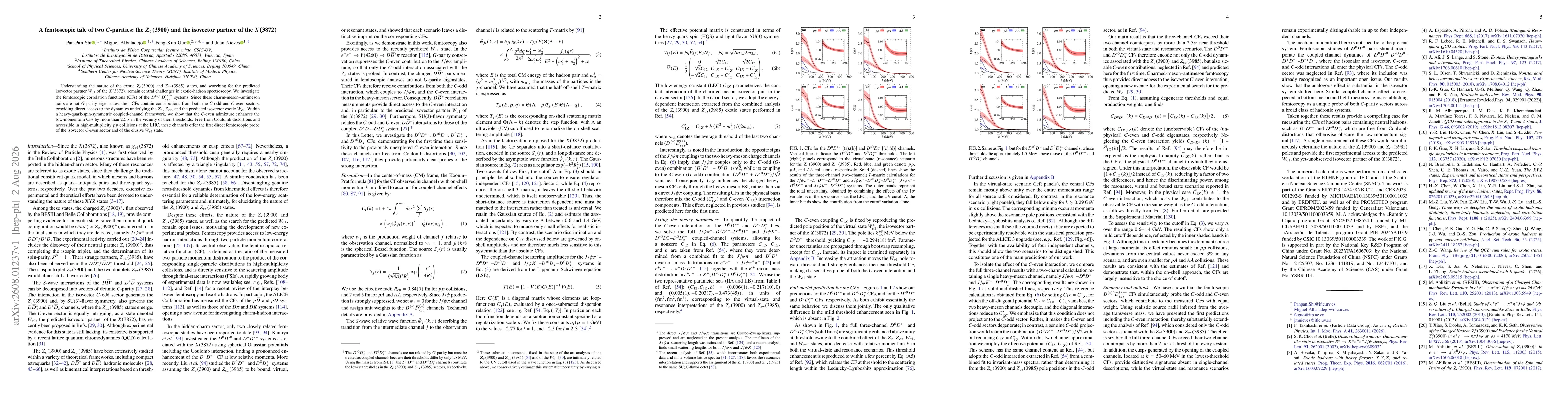 Thumbnail for A femtoscopic tale of two $C$-parities: the $Z_c(3900)$ and the isovector partner of the $X(3872)$