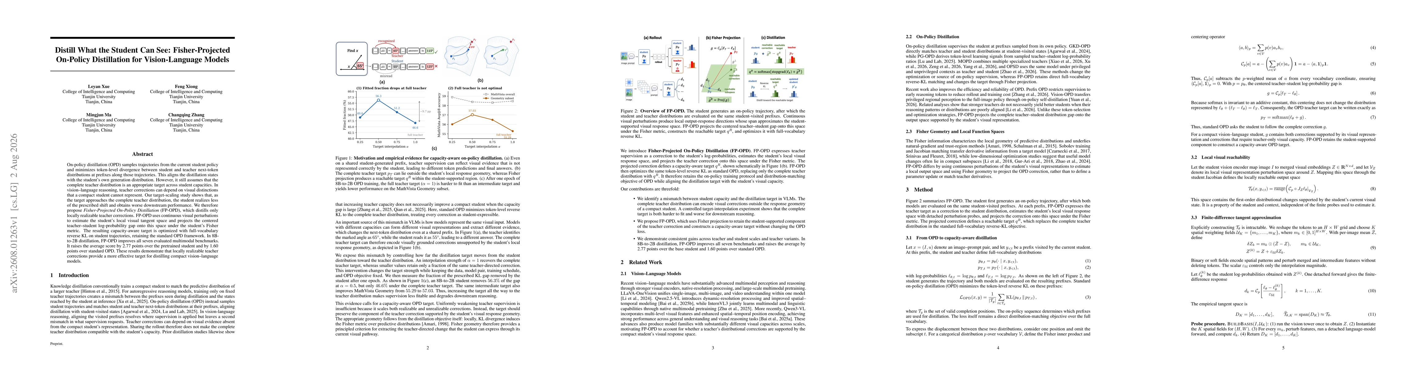 Thumbnail for Distill What the Student Can See: Fisher-Projected On-Policy Distillation for Vision-Language Models