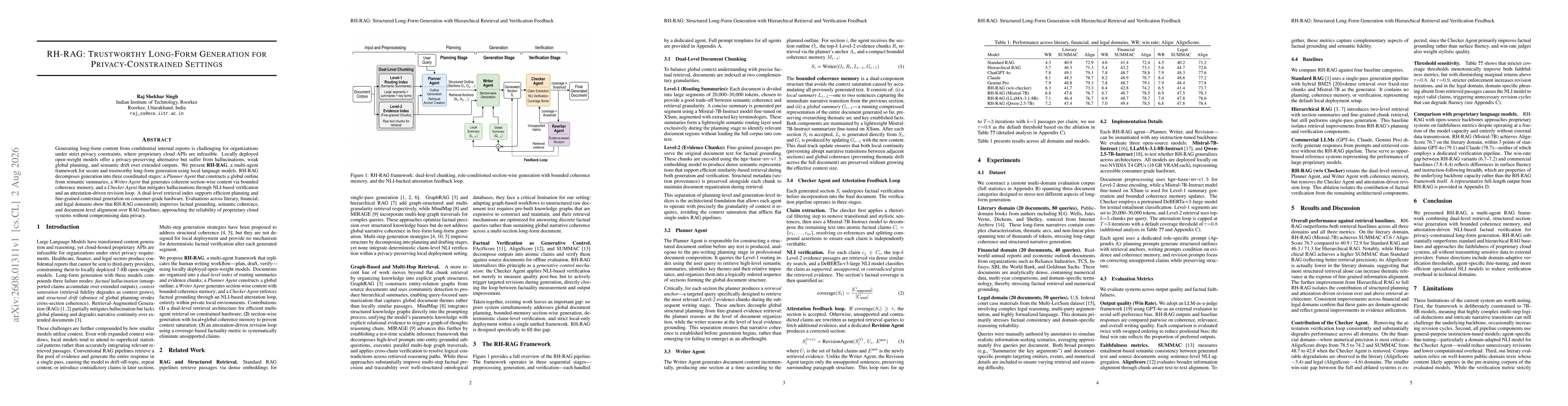 Thumbnail for RH-RAG: Trustworthy Long-Form Generation for Privacy-Constrained Settings