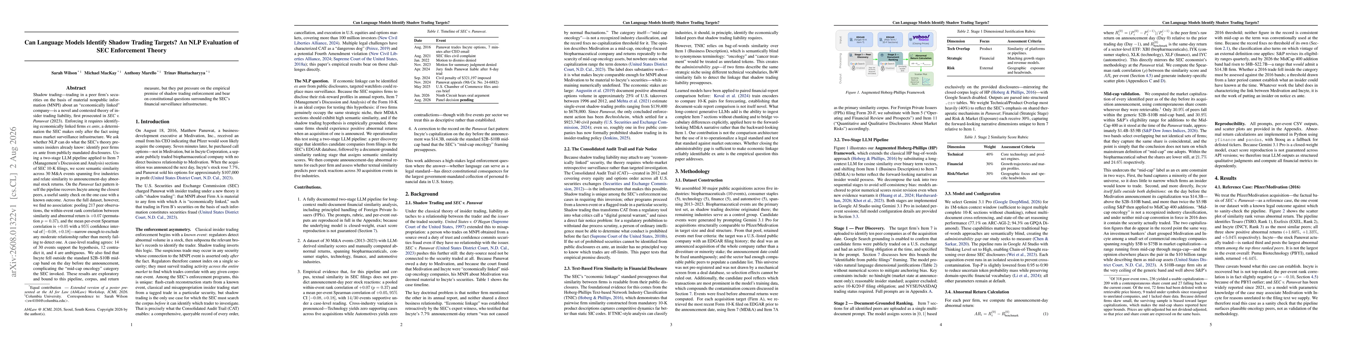 Thumbnail for Can Language Models Identify Shadow Trading Targets? An NLP Evaluation of SEC Enforcement Theory