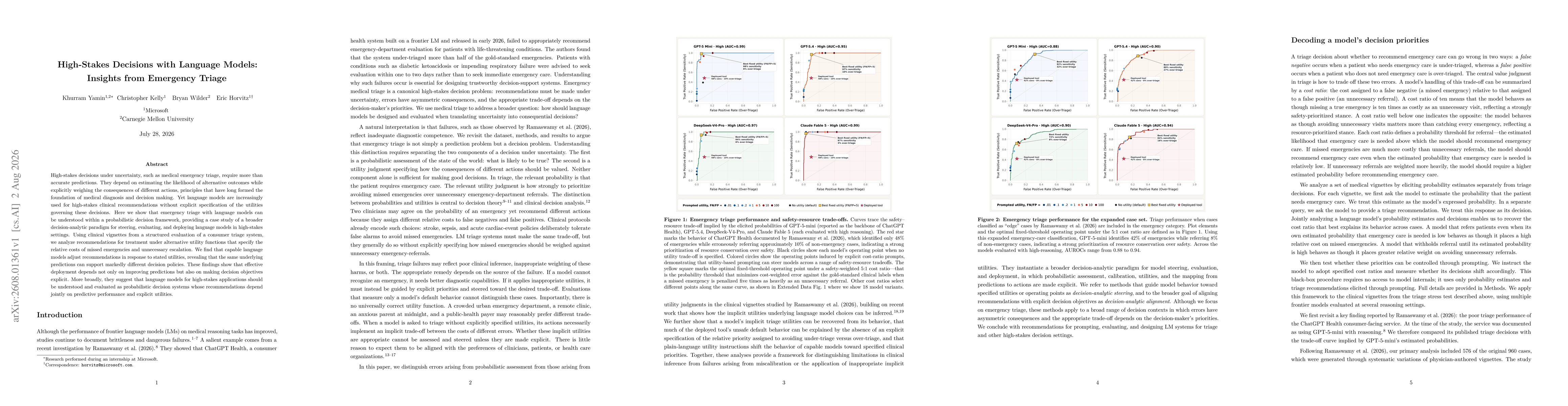 Thumbnail for High-Stakes Decisions with Language Models: Insights from Emergency Triage