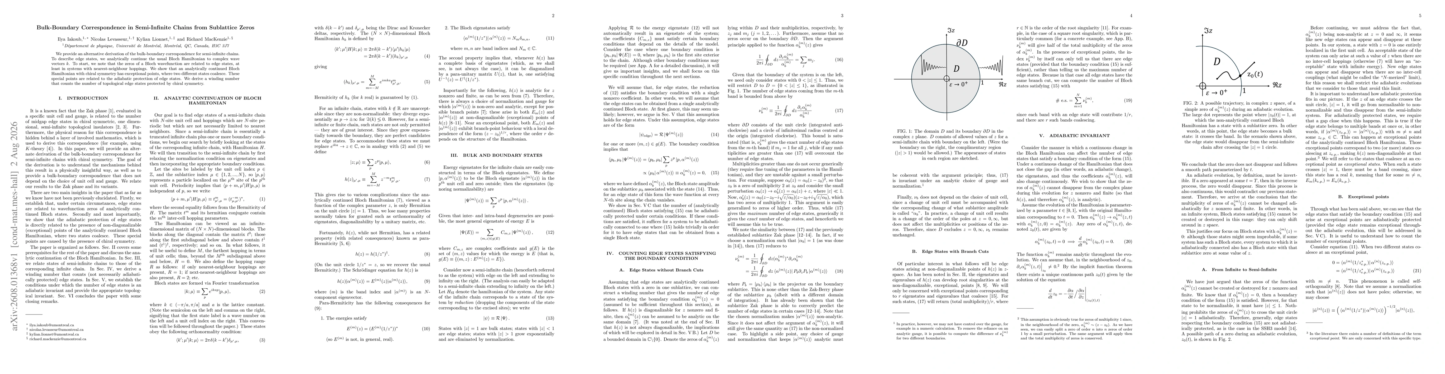 Thumbnail for Bulk-Boundary Correspondence in Semi-Infinite Chains from Sublattice Zeros