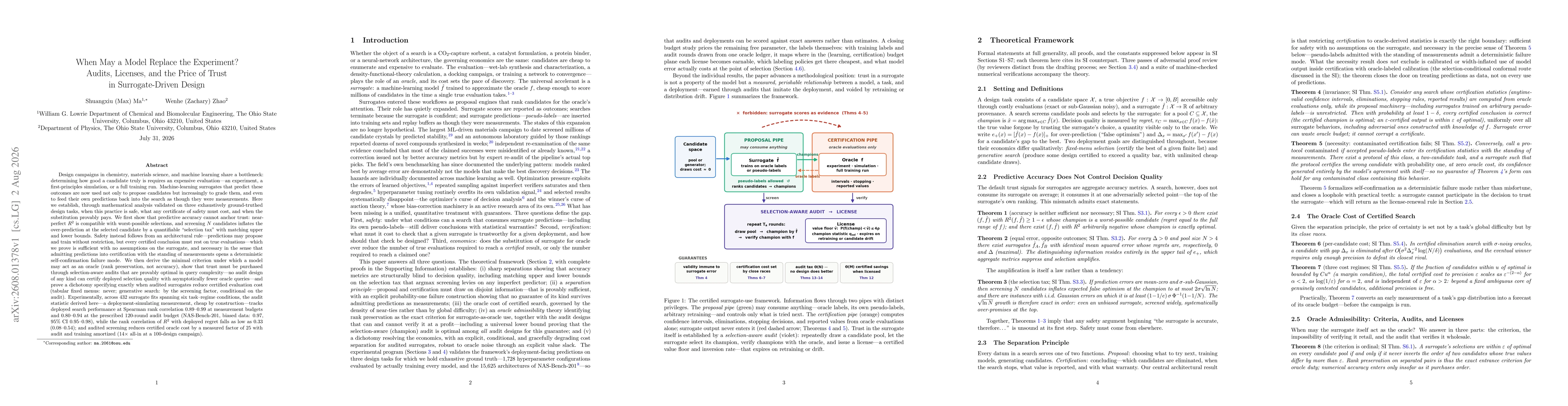 Thumbnail for When May a Model Replace the Experiment? Audits, Licenses, and the Price of Trust in Surrogate-Driven Design