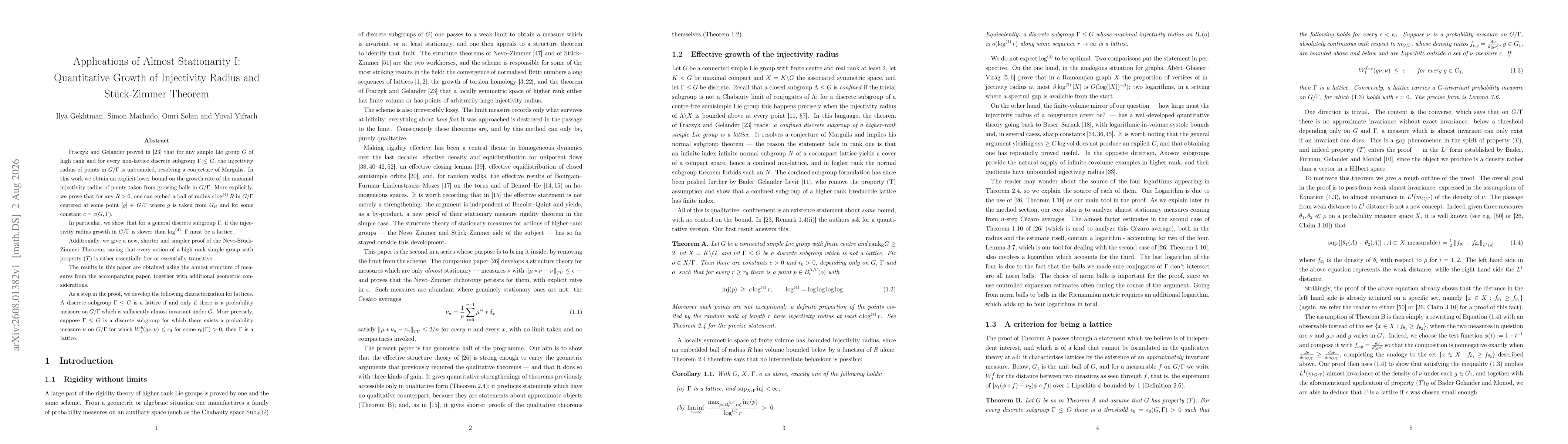 Thumbnail for Applications of Almost Stationarity I: Quantitative Growth of Injectivity Radius and Stück-Zimmer Theorem