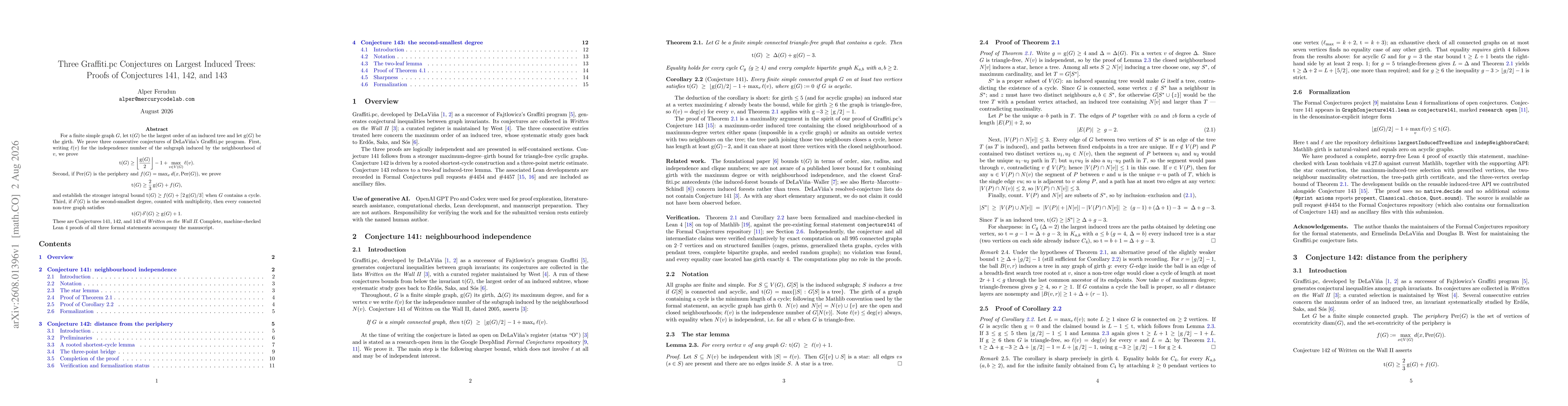 Thumbnail for Three Graffiti.pc Conjectures on Largest Induced Trees: Proofs of Conjectures 141, 142, and 143