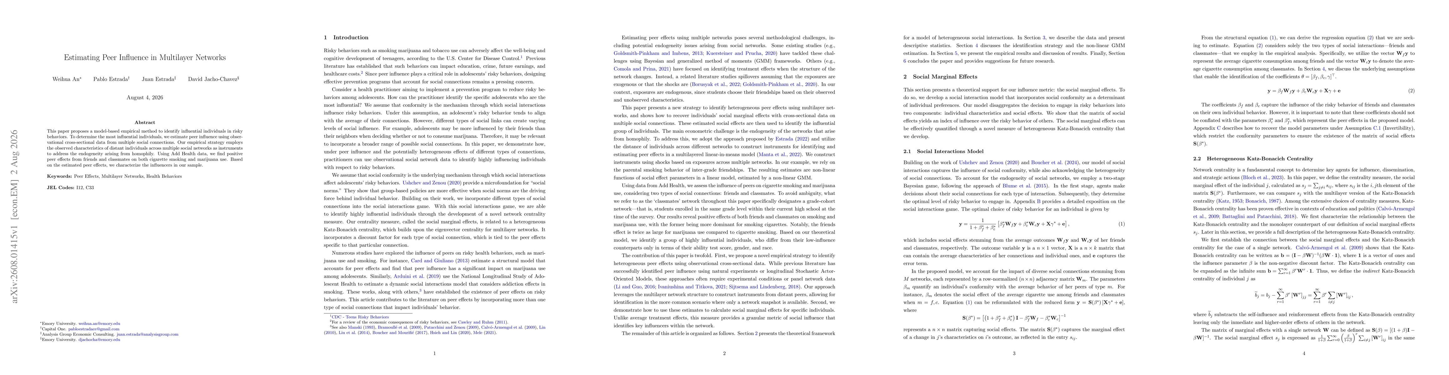 Thumbnail for Estimating Peer Influence in Multilayer Networks