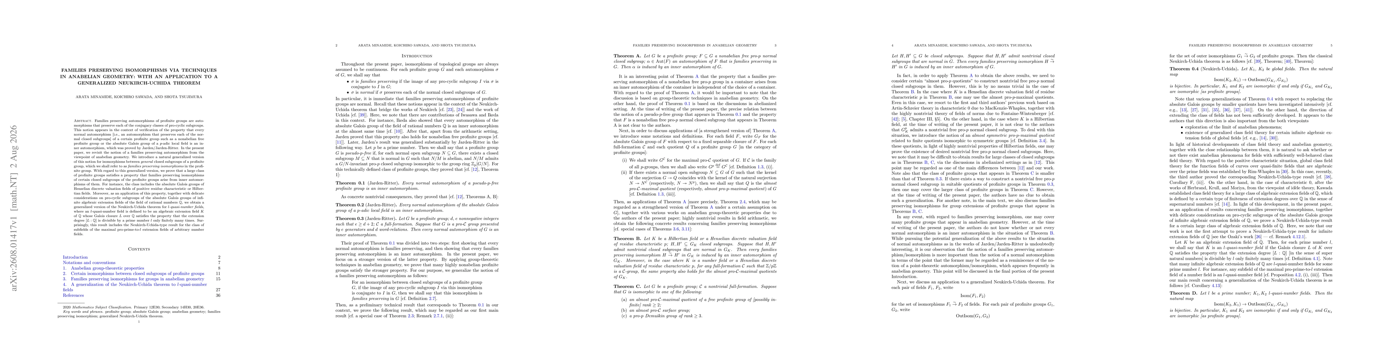 Thumbnail for Families preserving isomorphisms via techniques in anabelian geometry: with an application to a generalized Neukirch-Uchida theorem