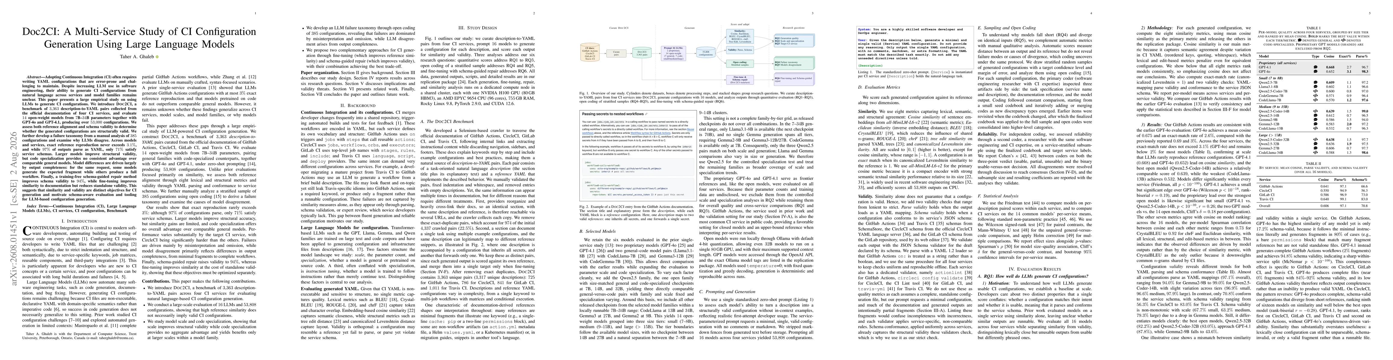 Thumbnail for Doc2CI: A Multi-Service Study of CI Configuration Generation Using Large Language Models