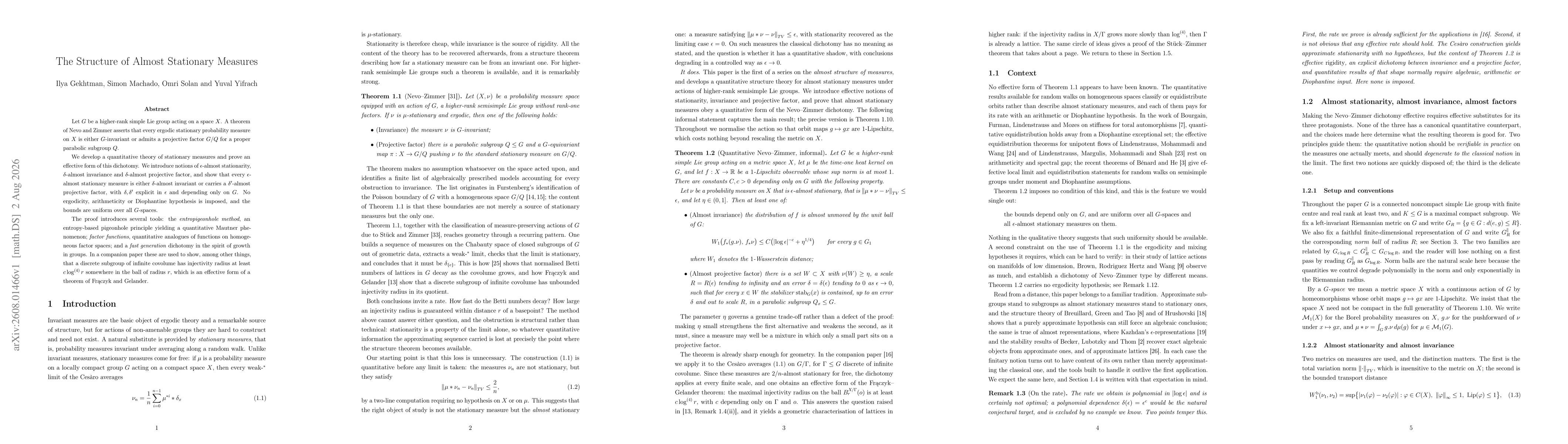 Thumbnail for The Structure of Almost Stationary Measures