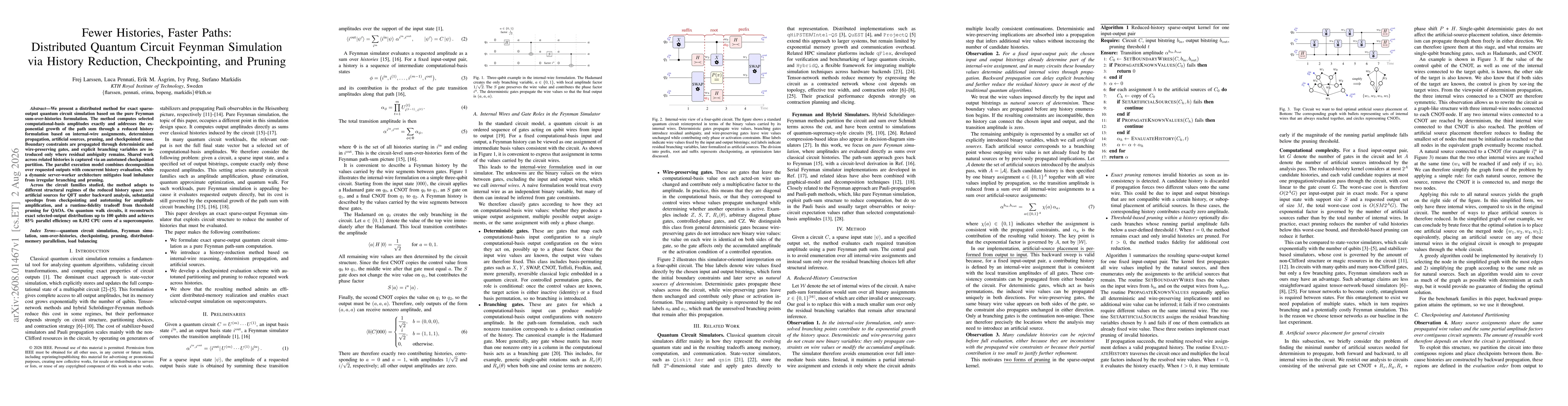 Thumbnail for Fewer Histories, Faster Paths: Distributed Quantum Circuit Feynman Simulation via History Reduction, Checkpointing, and Pruning