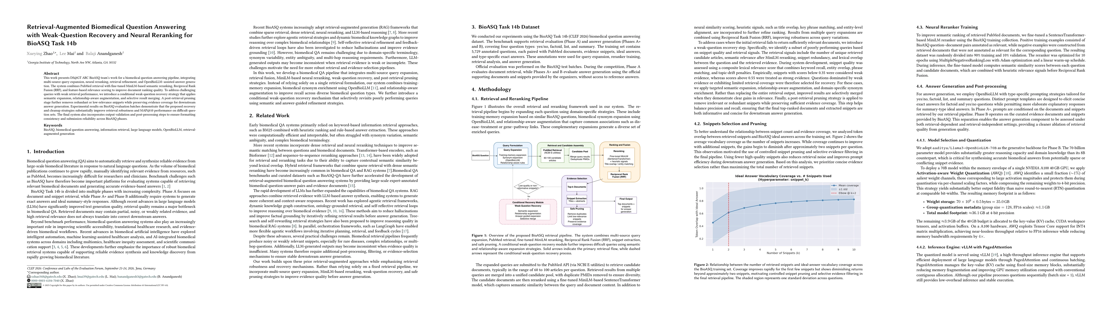 Thumbnail for Retrieval Augmented Biomedical Question Answering with Weak Question Recovery and Neural Reranking for BioASQ Task 14b