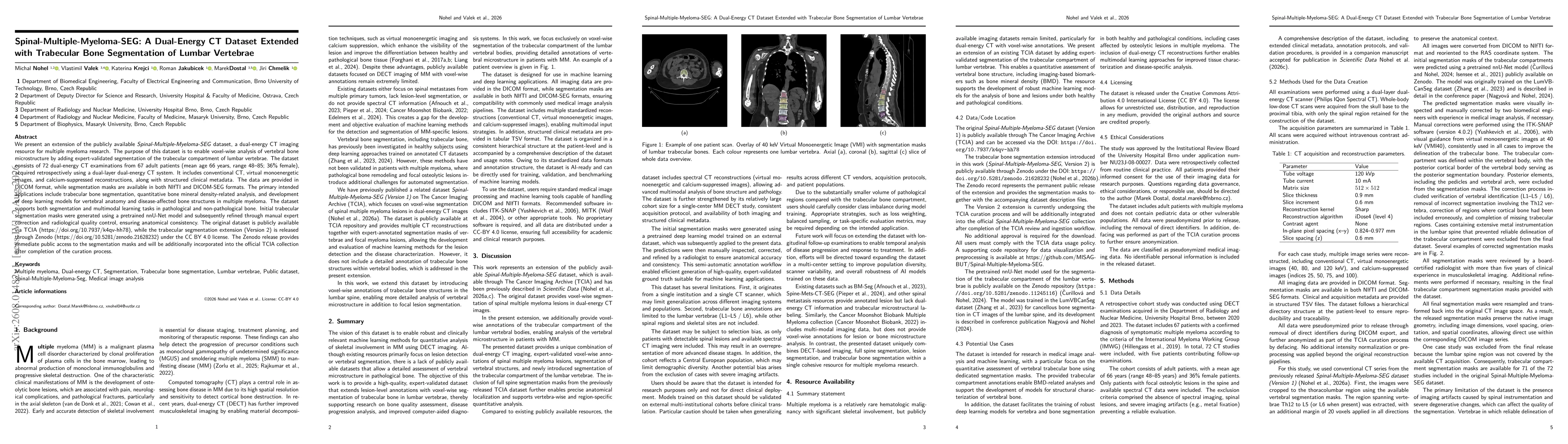 Thumbnail for Spinal-Multiple-Myeloma-SEG: A Dual-Energy CT Dataset Extended with Trabecular Bone Segmentation of Lumbar Vertebrae