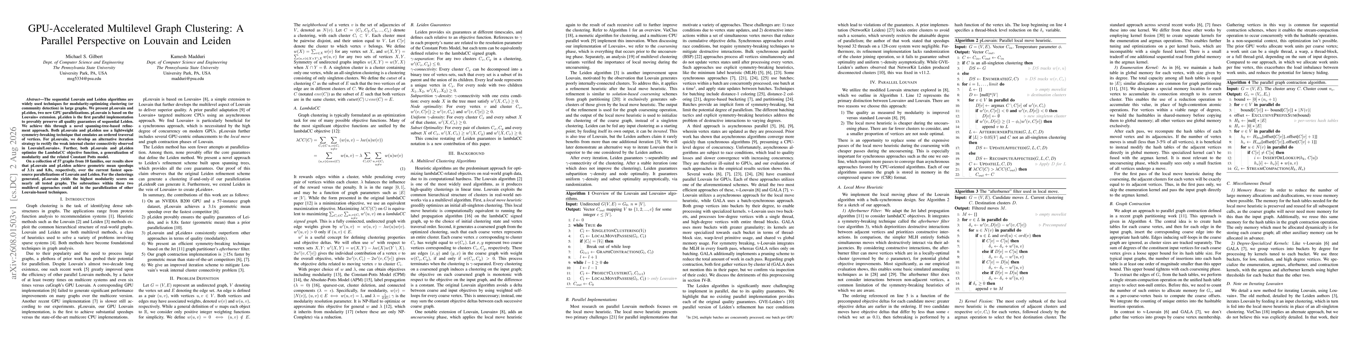 Thumbnail for GPU-Accelerated Multilevel Graph Clustering: A Parallel Perspective on Louvain and Leiden