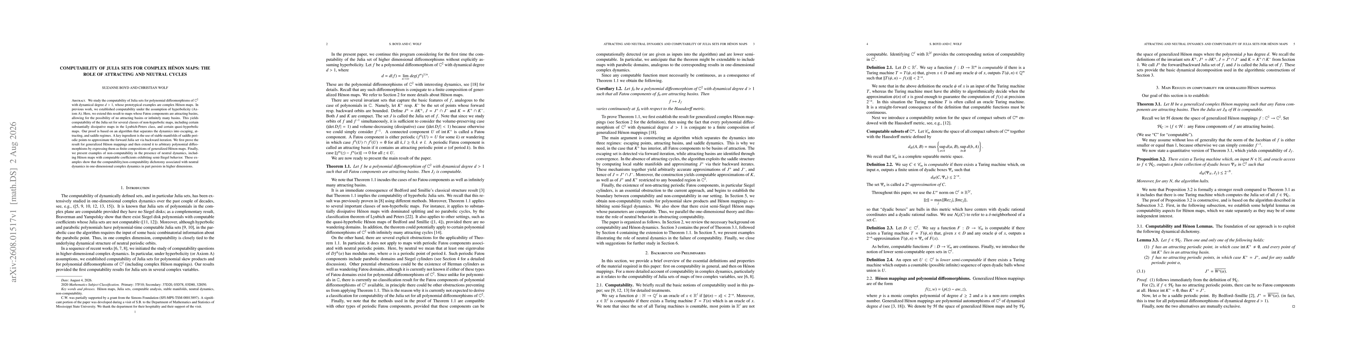Thumbnail for Computability of Julia sets for complex Hénon maps: The role of attracting and neutral cycles