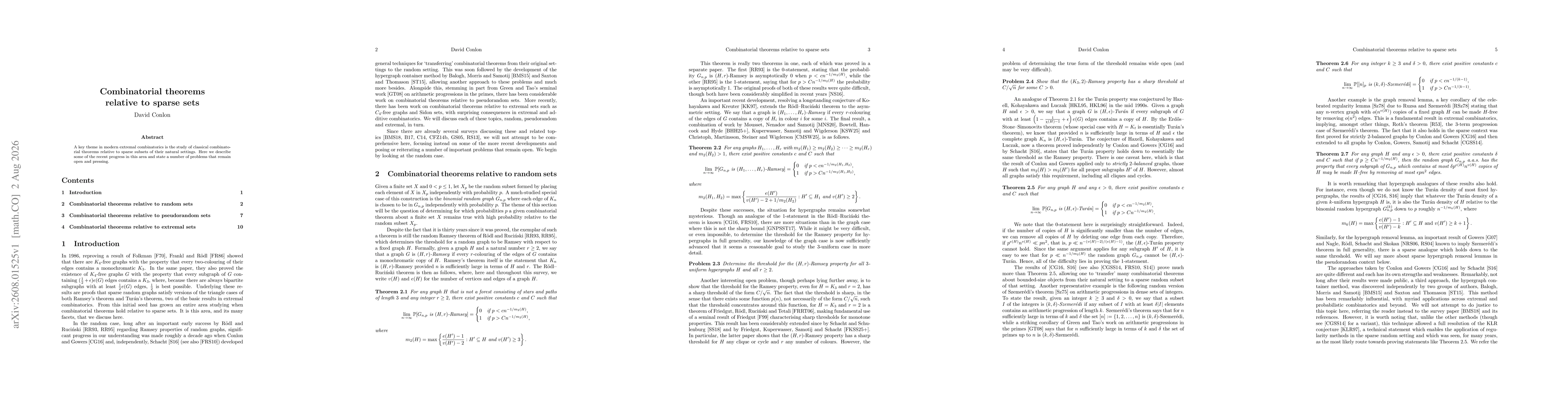 Thumbnail for Combinatorial theorems relative to sparse sets