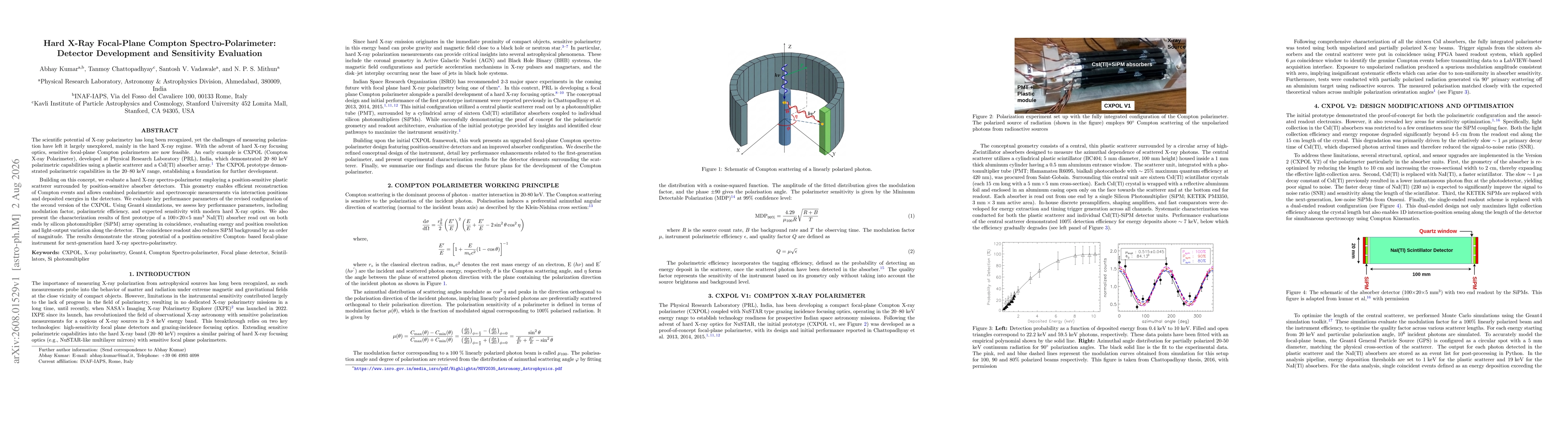 Thumbnail for Hard X-Ray Focal-Plane Compton Spectro-Polarimeter: Detector Development and Sensitivity Evaluation