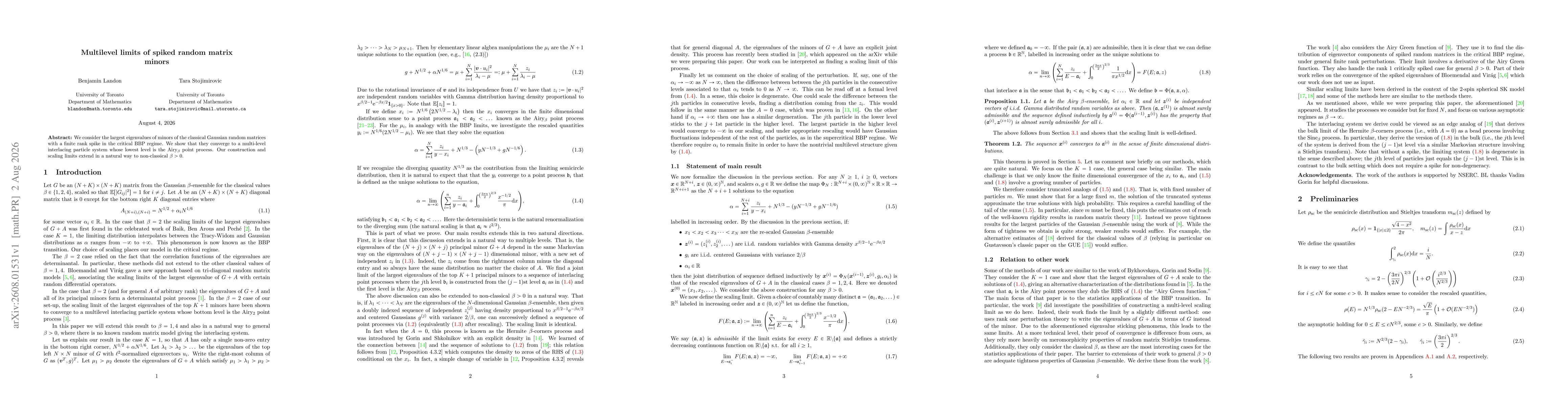 Thumbnail for Multilevel limits of spiked random matrix minors