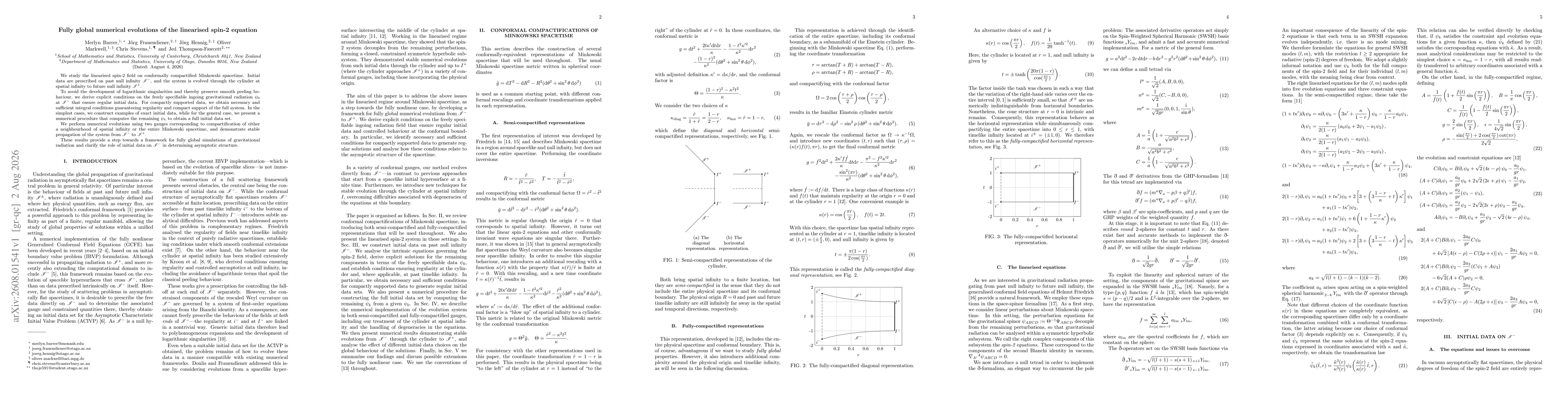 Thumbnail for Fully global numerical evolutions of the linearised spin-2 equation