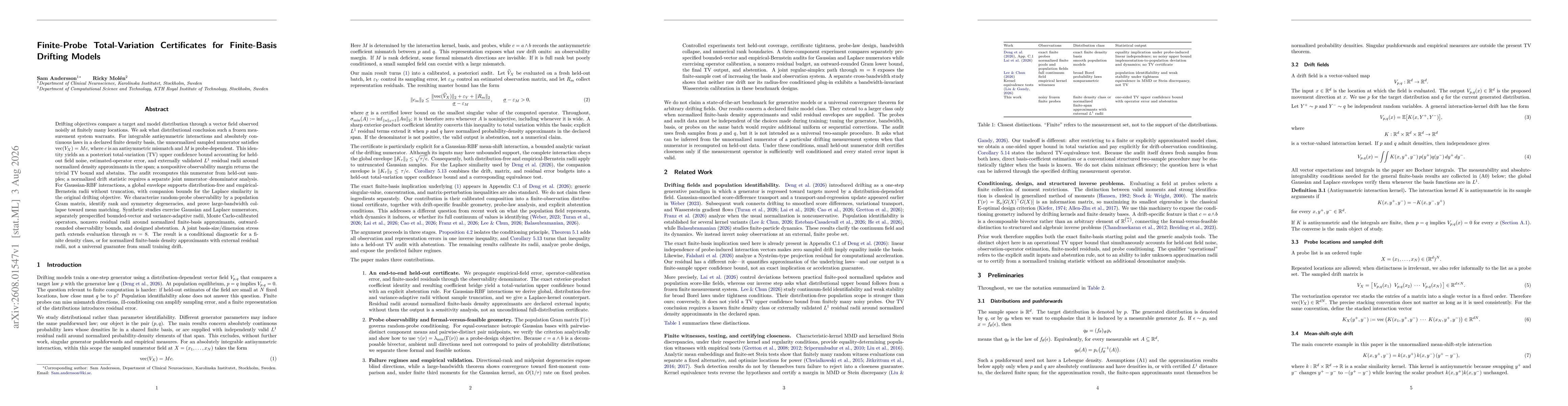Thumbnail for Finite-Probe Total-Variation Certificates for Finite-Basis Drifting Models