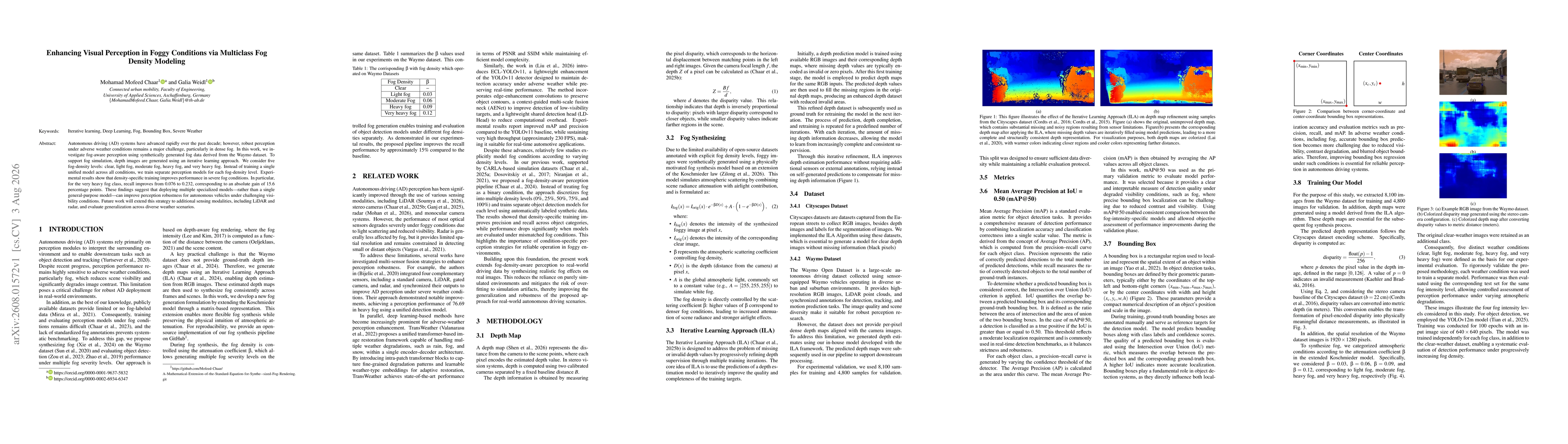 Thumbnail for Enhancing Visual Perception in Foggy Conditions via Multiclass Fog Density Modeling