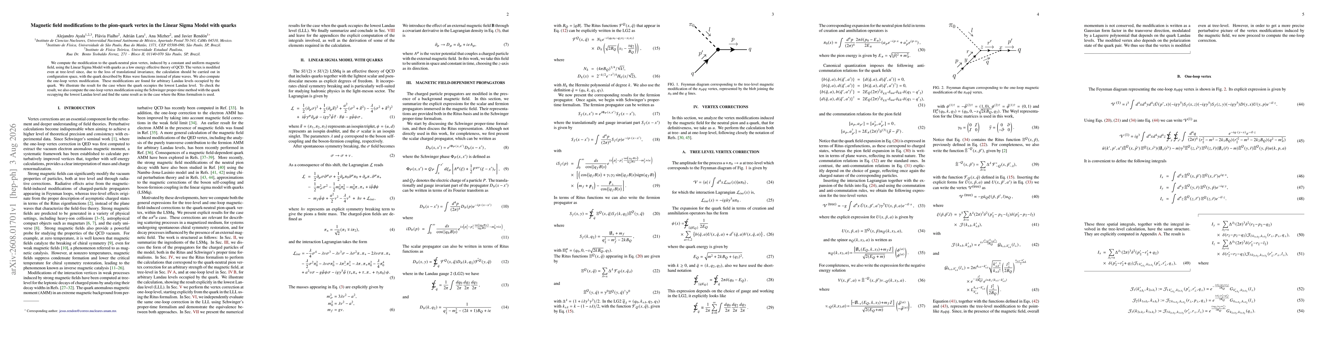 Thumbnail for Magnetic field modifications to the pion-quark vertex in the Linear Sigma Model with quarks