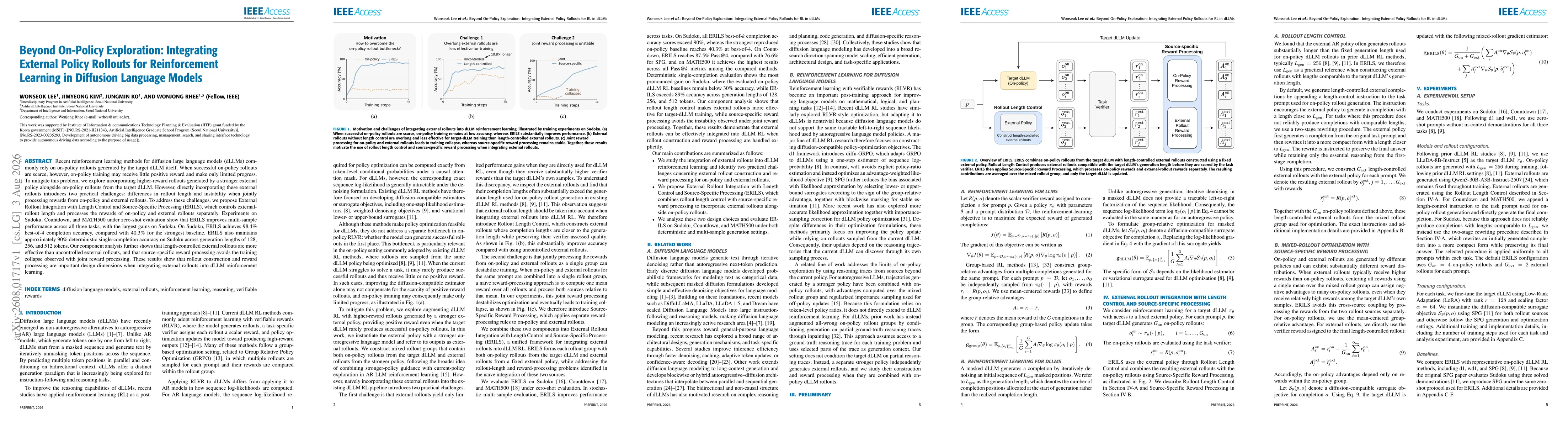 Thumbnail for Beyond On-Policy Exploration: Integrating External Policy Rollouts for Reinforcement Learning in Diffusion Language Models