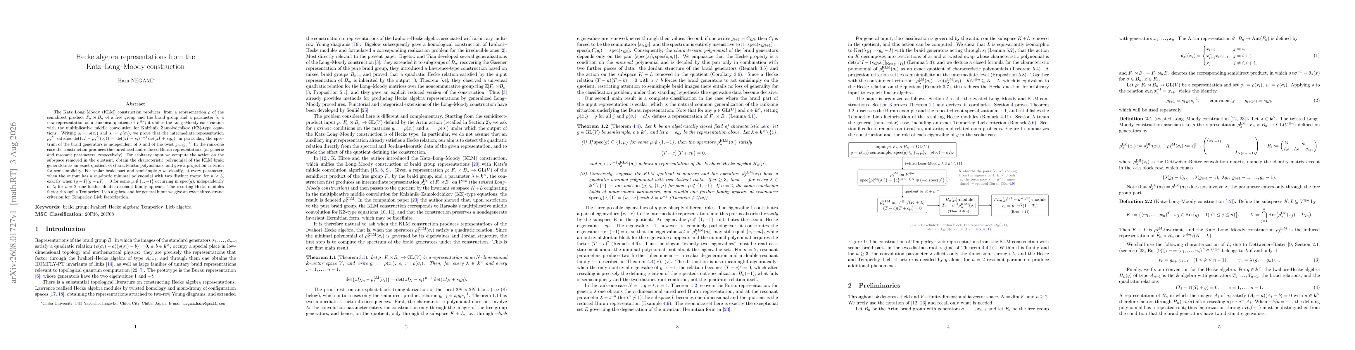 Thumbnail for Hecke algebra representations from the Katz-Long-Moody construction