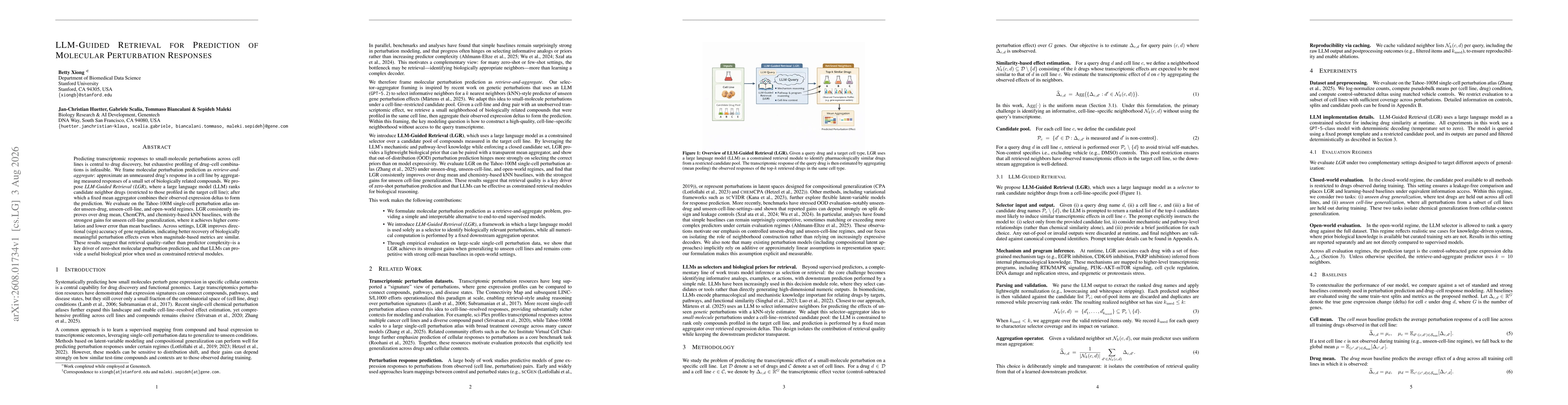Thumbnail for LLM-Guided Retrieval for Prediction of Molecular Perturbation Responses