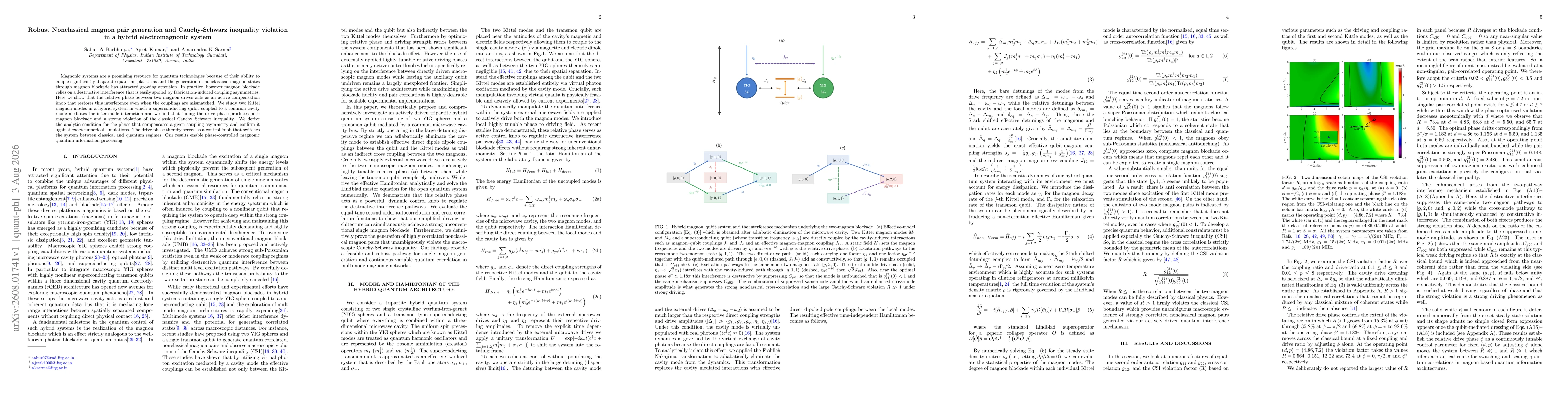 Thumbnail for Robust Nonclassical magnon pair generation and Cauchy-Schwarz inequality violation in a hybrid electromagnonic system