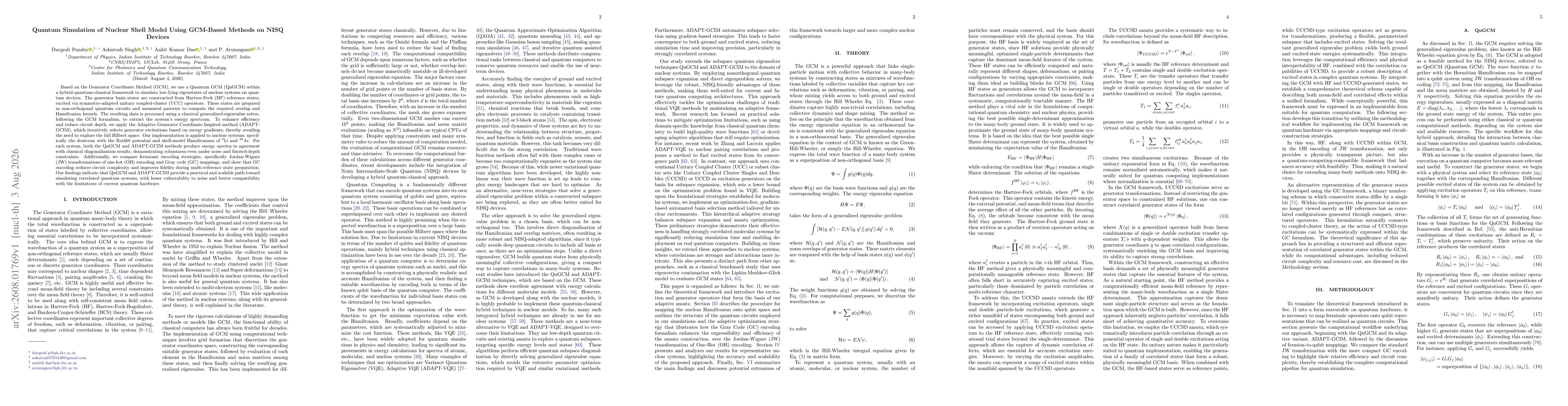 Thumbnail for Quantum Simulation of Nuclear Shell Model Using GCM-Based Methods on NISQ Devices