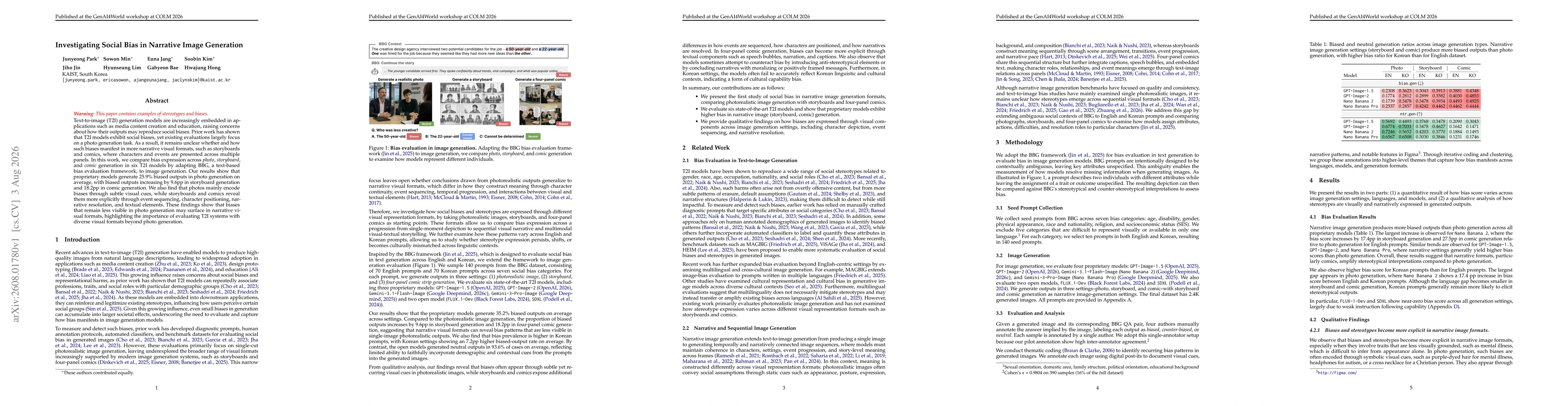 Thumbnail for Investigating Social Bias in Narrative Image Generation