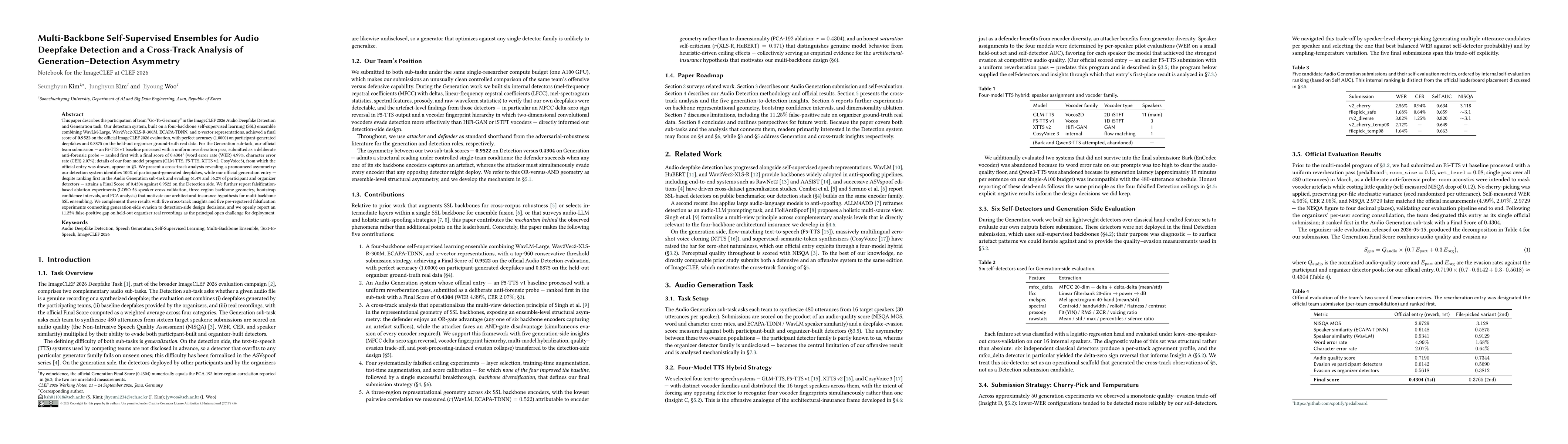 Thumbnail for Multi-Backbone Self-Supervised Ensembles for Audio Deepfake Detection and a Cross-Track Analysis of Generation-Detection Asymmetry