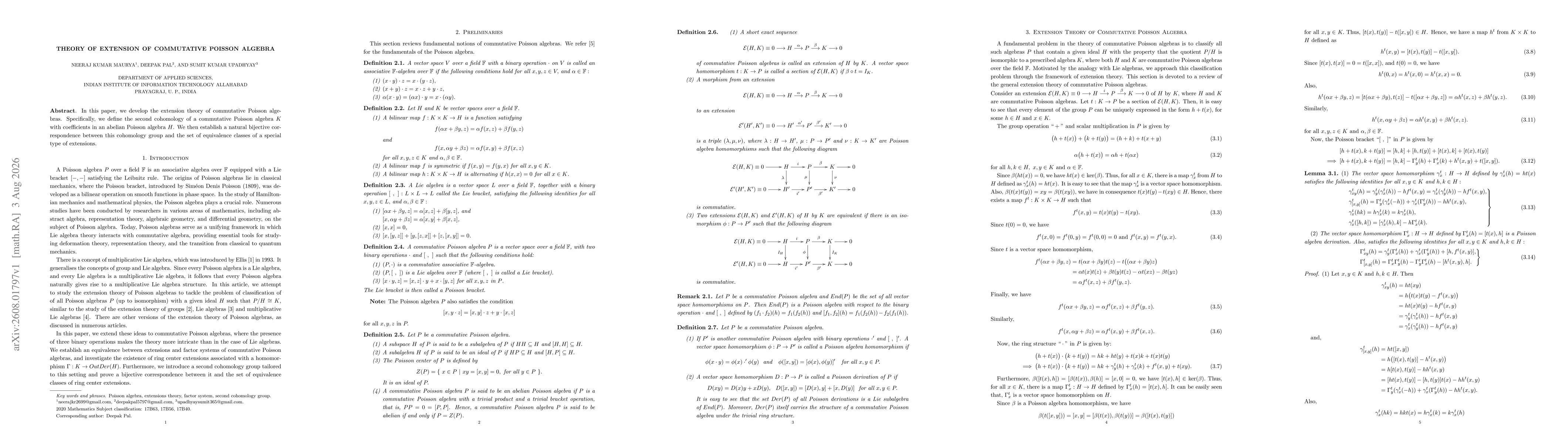 Thumbnail for Theory of extension of commutative poisson algebra