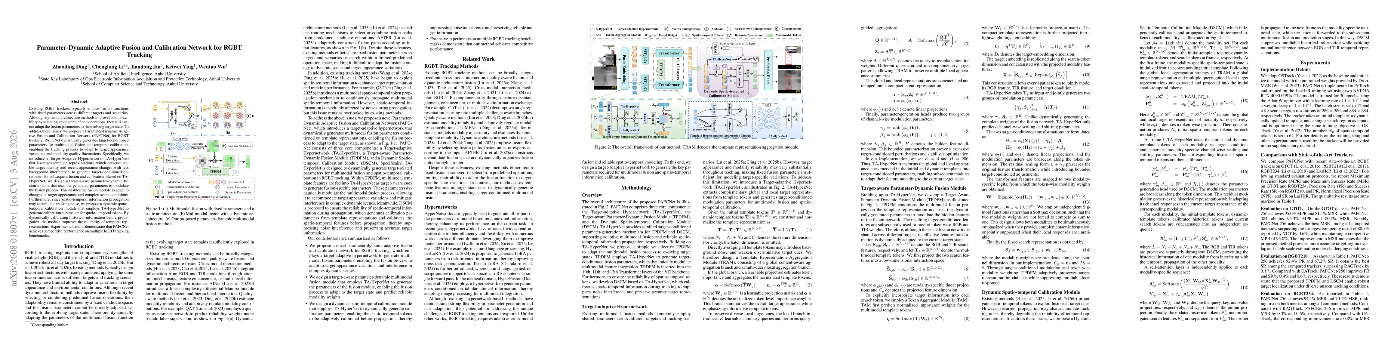 Thumbnail for Parameter-Dynamic Adaptive Fusion and Calibration Network for RGBT Tracking