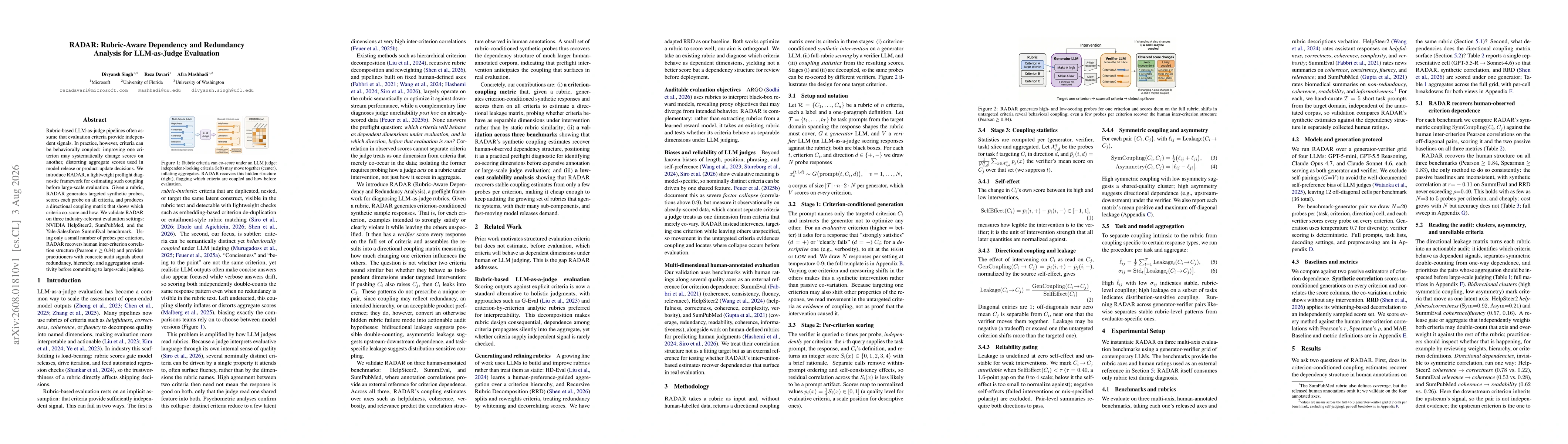 Thumbnail for RADAR: Rubric-Aware Dependency and Redundancy Analysis for LLM-as-Judge Evaluation
