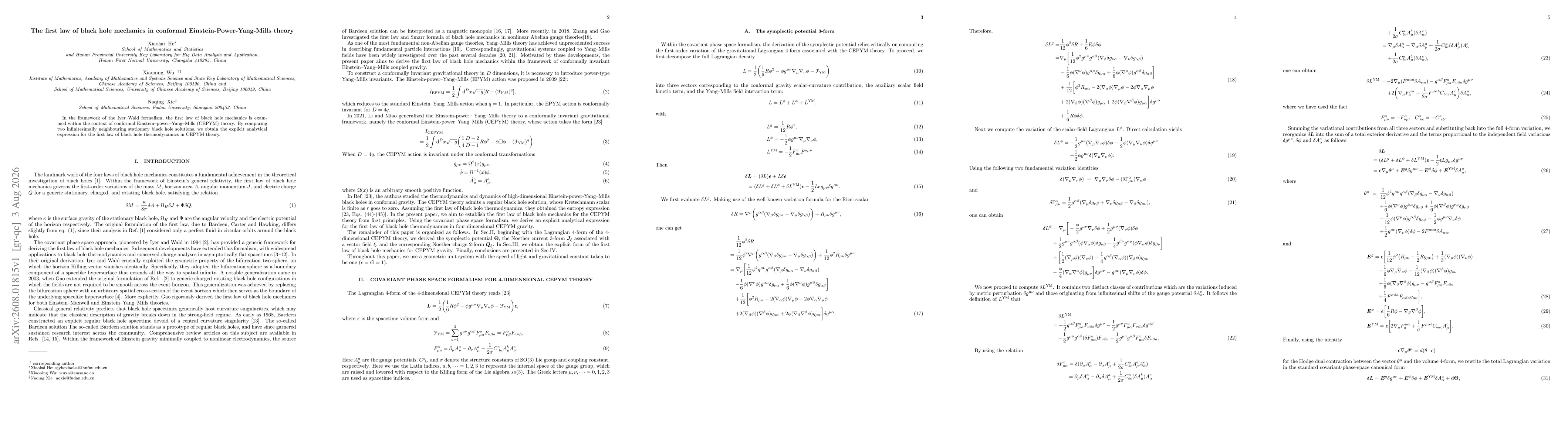 Thumbnail for The first law of black hole mechanics in conformal Einstein-Power-Yang-Mills theory