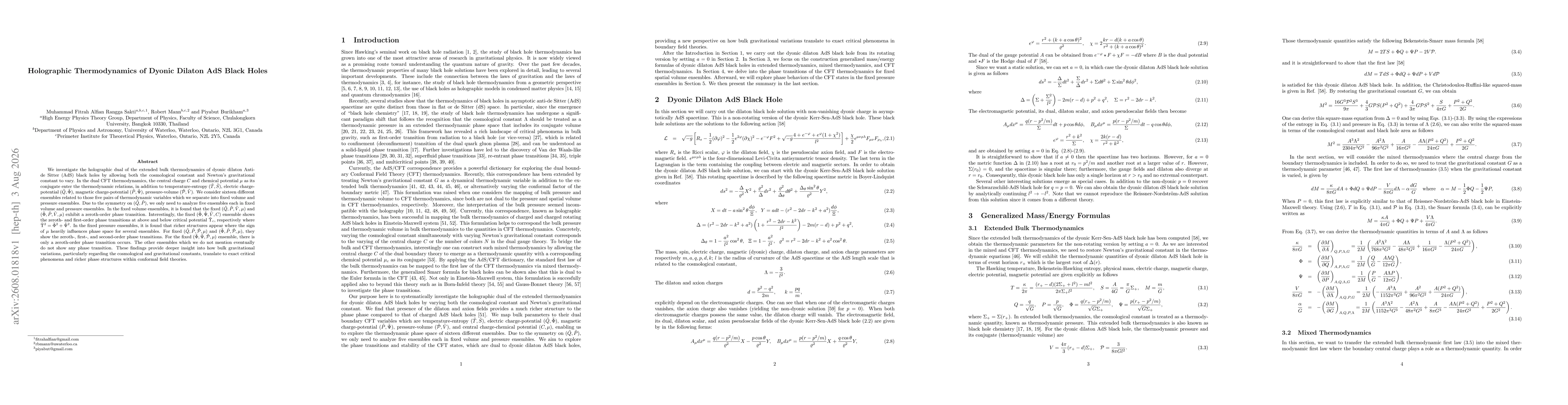 Thumbnail for Holographic Thermodynamics of Dyonic Dilaton AdS Black Holes