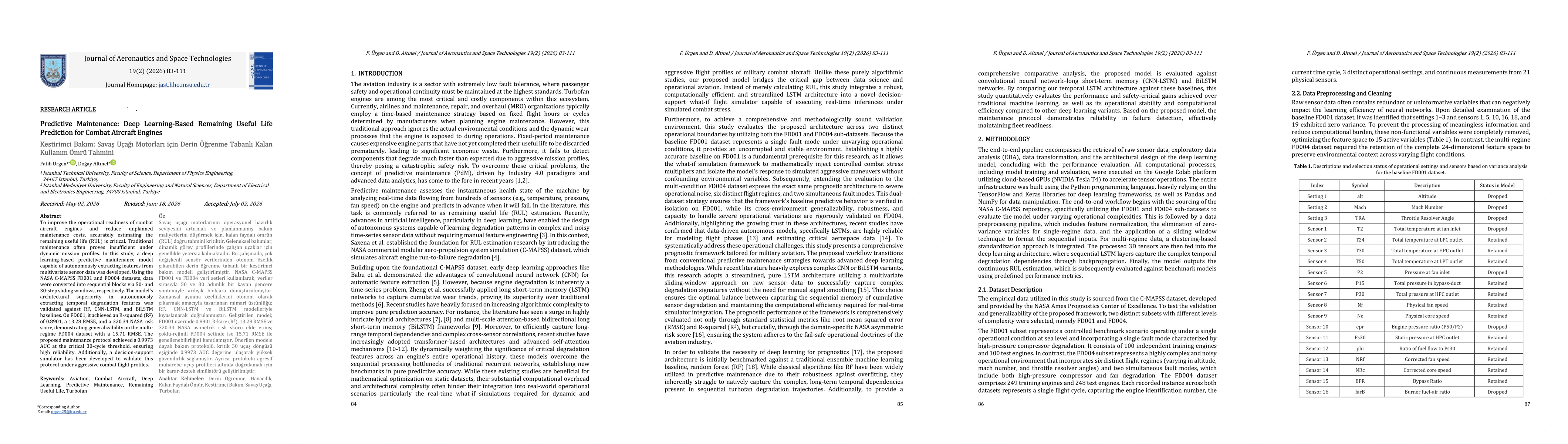 Thumbnail for Predictive Maintenance: Deep Learning-Based Remaining Useful Life Prediction for Combat Aircraft Engines