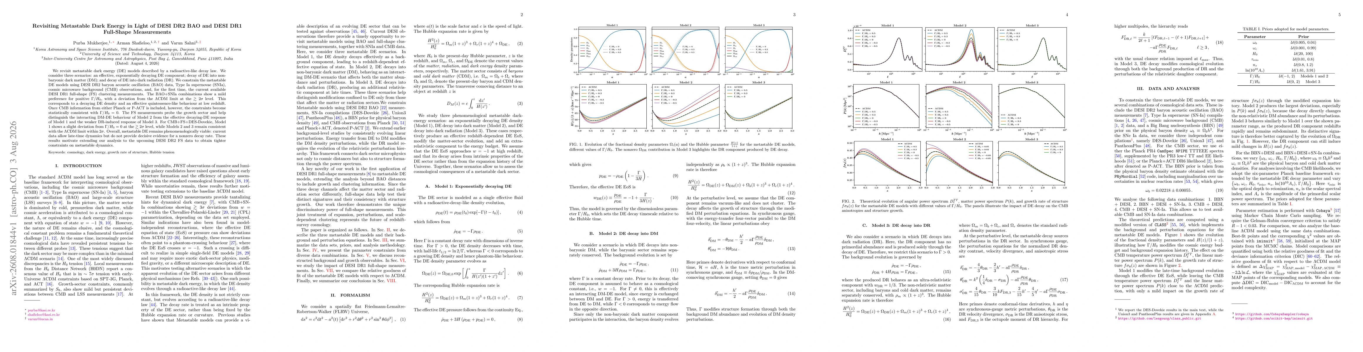 Thumbnail for Revisiting Metastable Dark Energy in Light of DESI DR2 BAO and DESI DR1 Full-Shape Measurements
