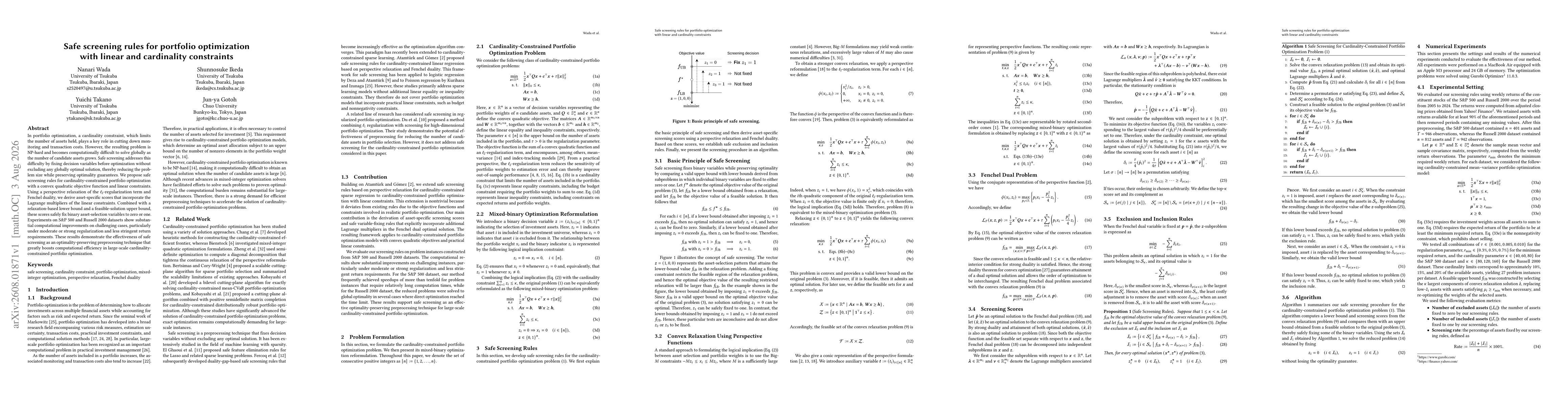 Thumbnail for Safe screening rules for portfolio optimization with linear and cardinality constraints