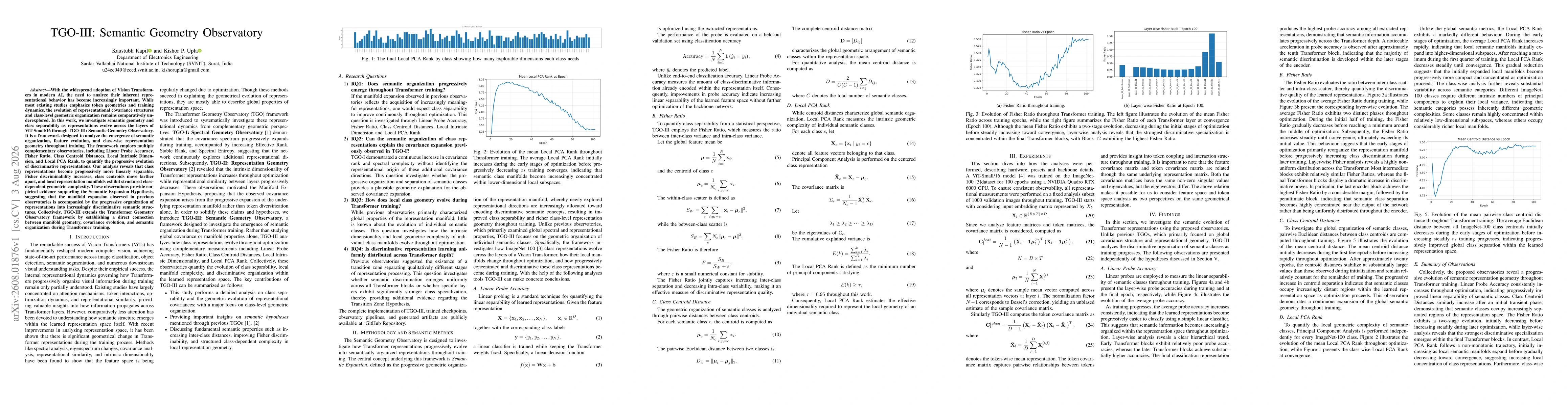 Thumbnail for Transformer Geometry Observatory TGO-III: Semantic Geometry Observatory