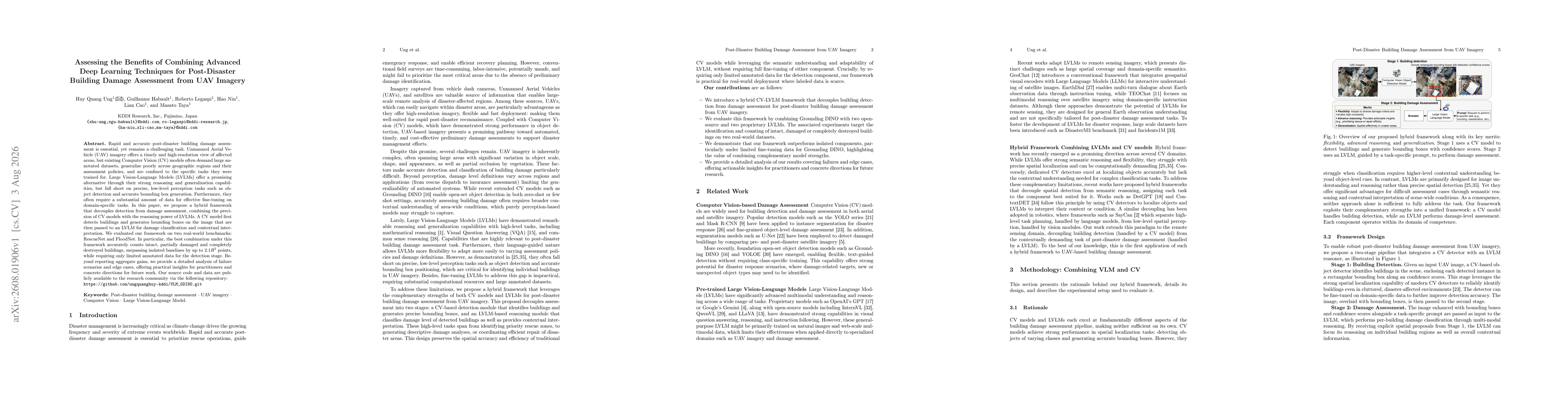 Thumbnail for Assessing the Benefits of Combining Advanced Deep Learning Techniques for Post-Disaster Building Damage Assessment from UAV Imagery