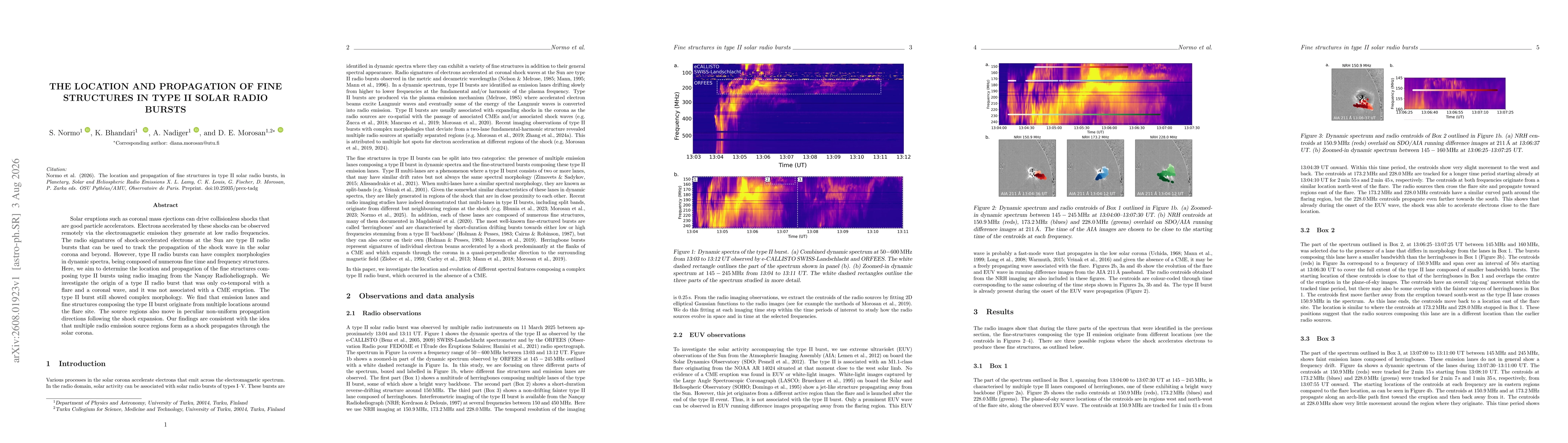 Thumbnail for The location and propagation of fine structures in type II solar radio bursts