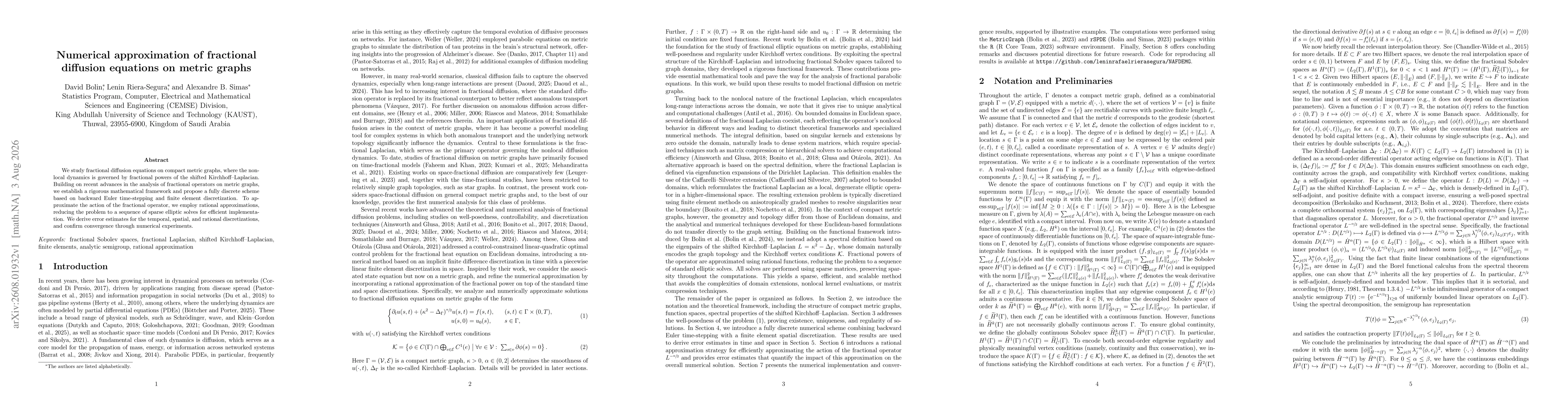 Thumbnail for Numerical approximation of fractional diffusion equations on metric graphs