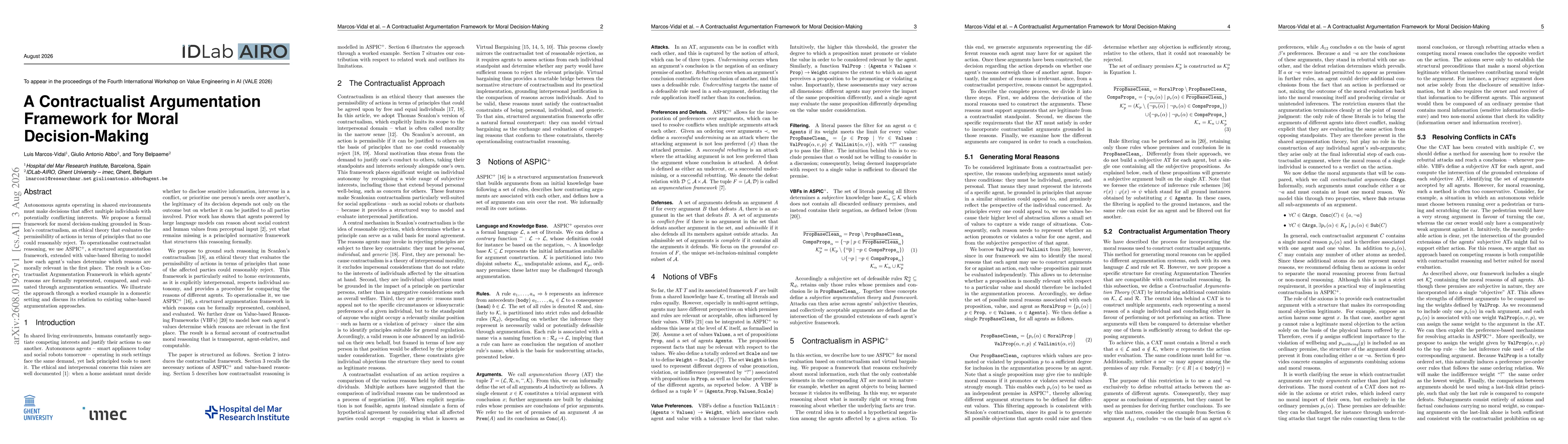 Thumbnail for A Contractualist Argumentation Framework for Moral Decision-Making