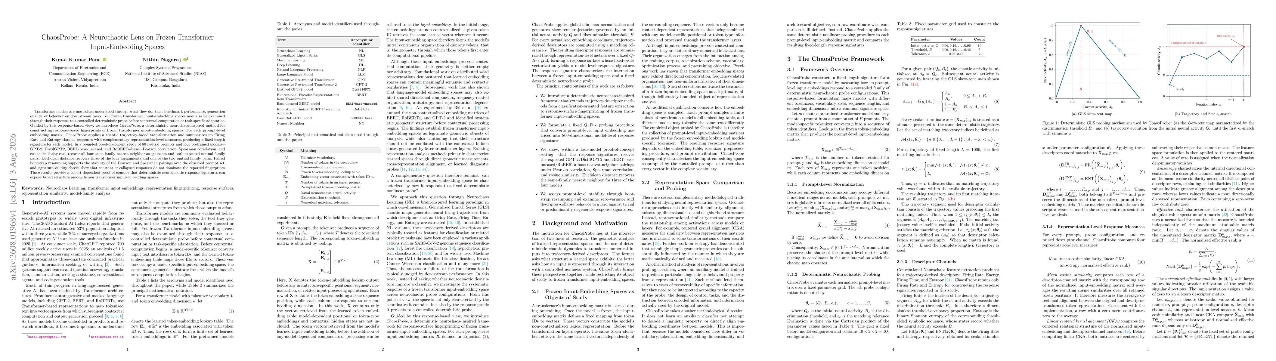 Thumbnail for ChaosProbe: A Neurochaotic Lens on Frozen Transformer Input-Embedding Spaces