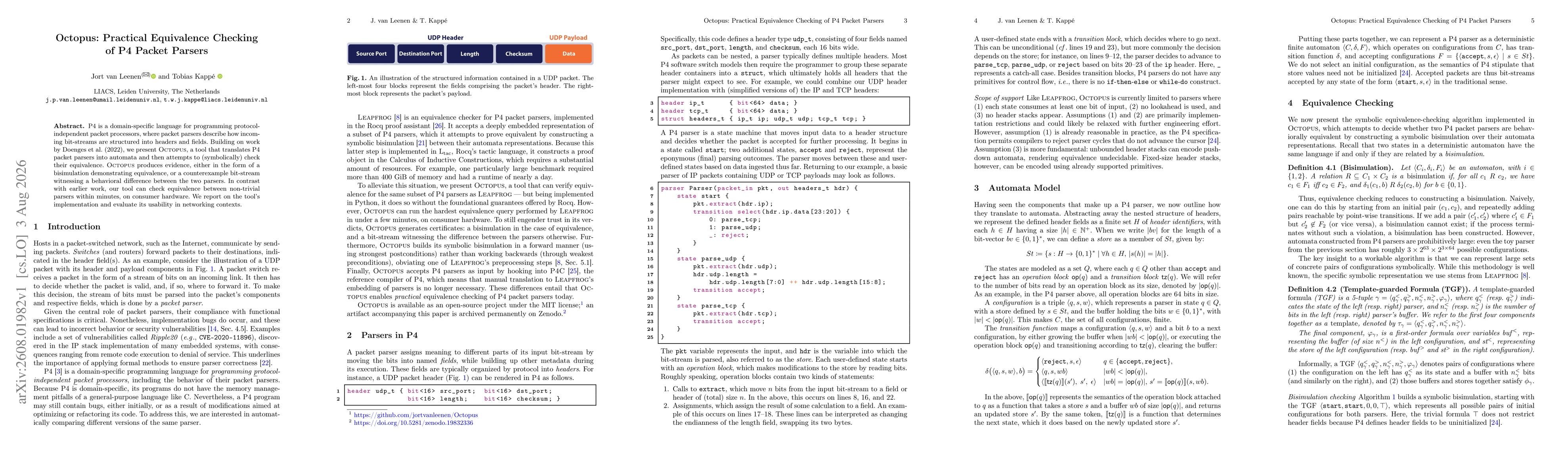 Thumbnail for Octopus: Practical Equivalence Checking of P4 Packet Parsers