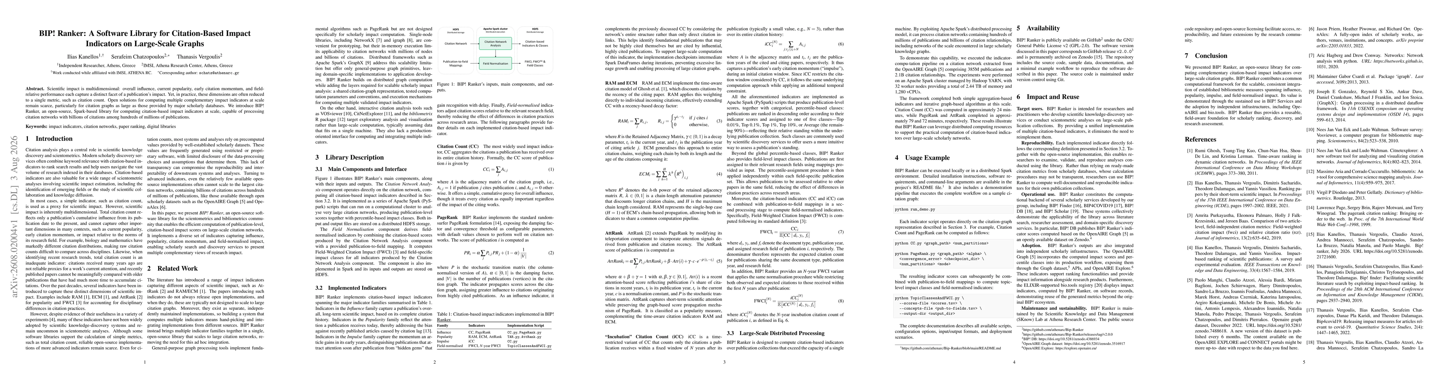 Thumbnail for BIP! Ranker: A Software Library for Citation-Based Impact Indicators on Large-Scale Graphs